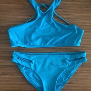 L Space bikini top and bottom turquoise NWOT